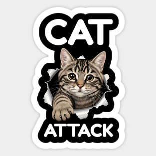Cat Attack Tabby Peekaboo Sticker